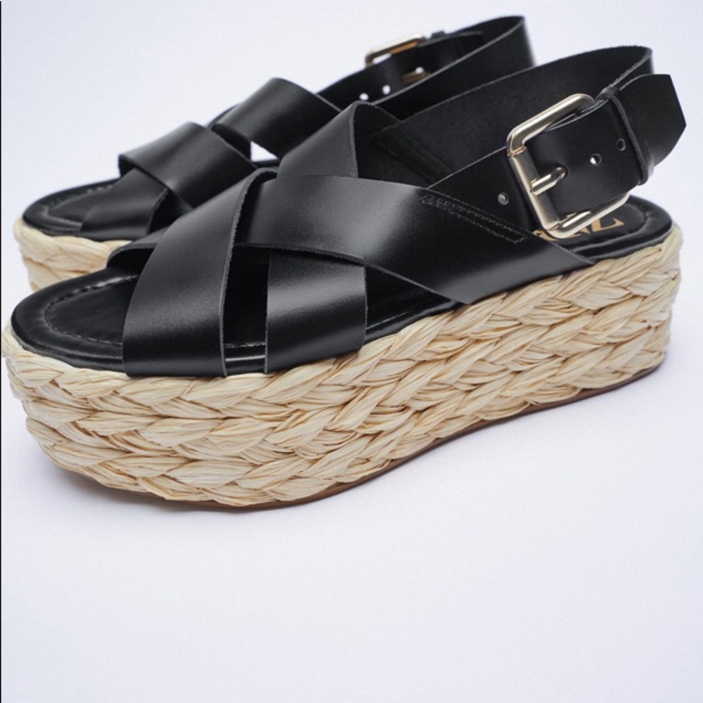 Zara Leather Platform Sandals
